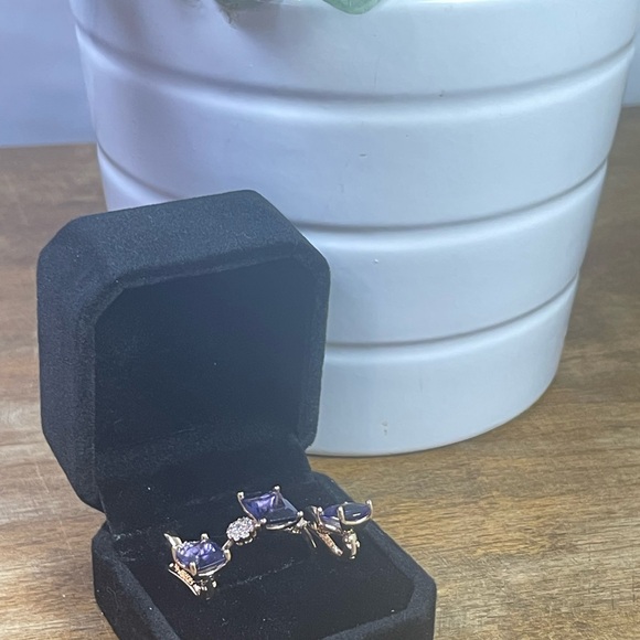 14K ROLLED AMETHYST & SAPPHIRE Ring & Earrings Set. - Picture 11 of 15